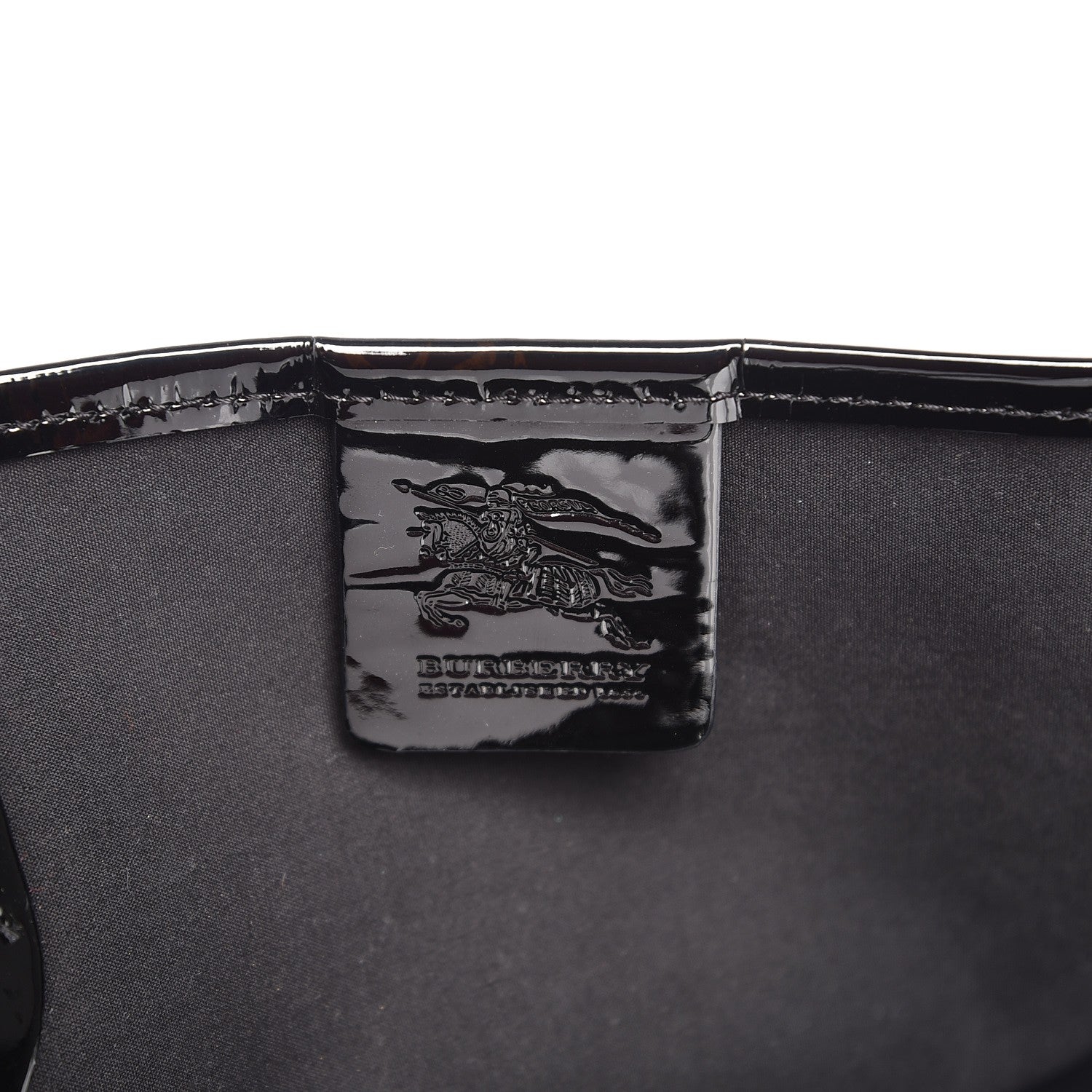 Burberry Patent Trim Patchwork Check Tote Black 6 of 7