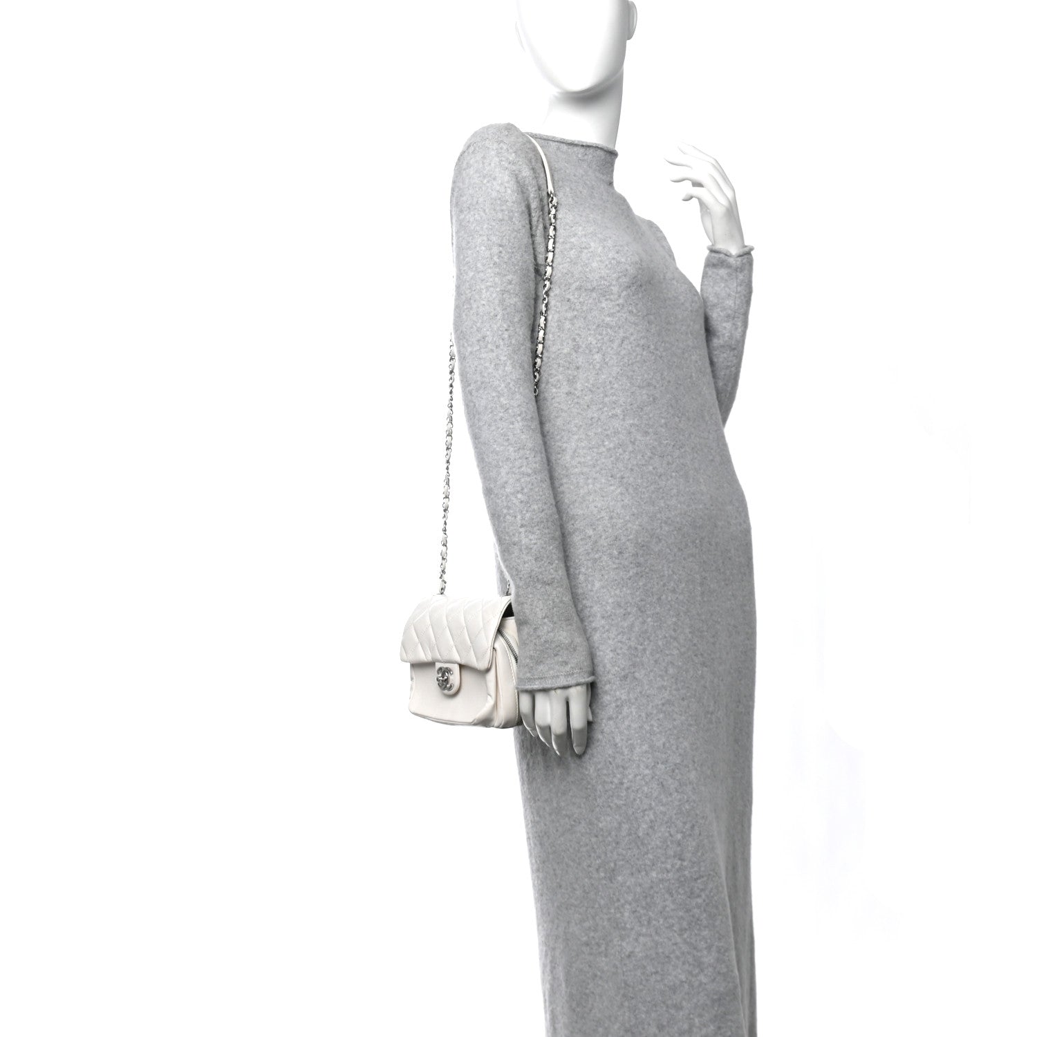 Chanel Aged Calfskin Quilted Express Zip Around Flap White 3 of 12