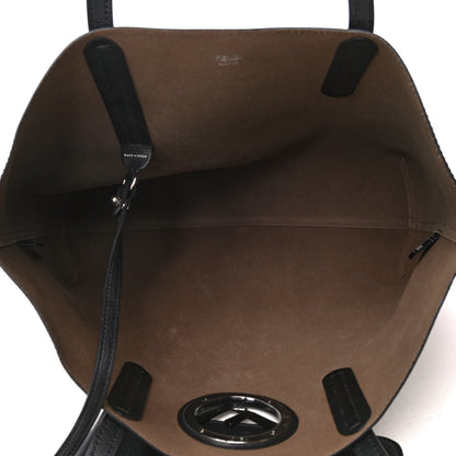 Fendi Vitello Vienna Enamel F is Fendi Shopping Tote Black Taupe 5 of 5