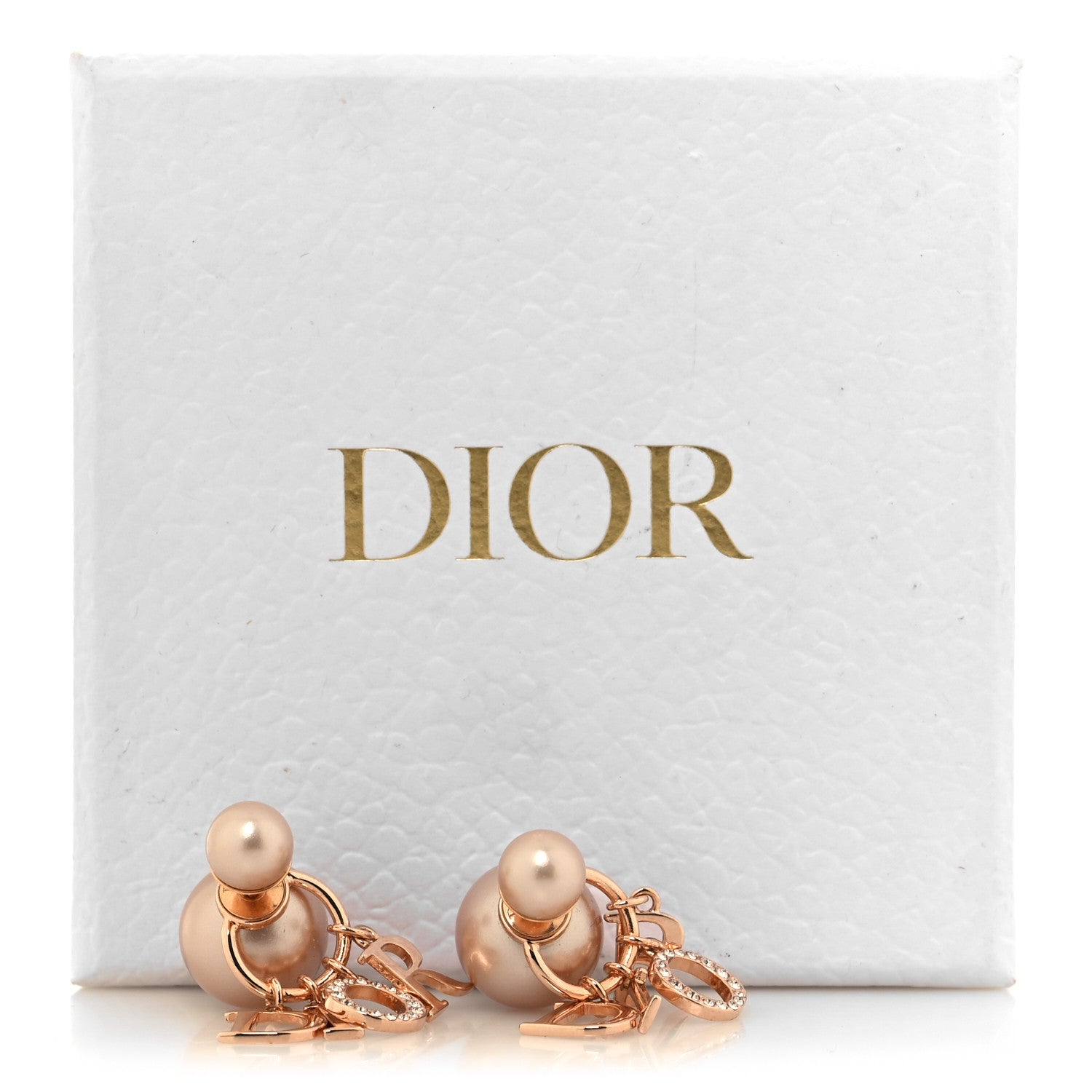 Christian Dior Pearl Crystal Tribal Logo Charms Earrings Rose Gold 5 of 5