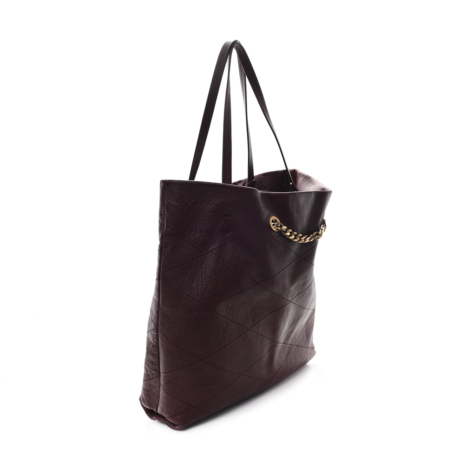 Lanvin Lambskin Quilted Carry Me Tote Burgundy 3 of 9