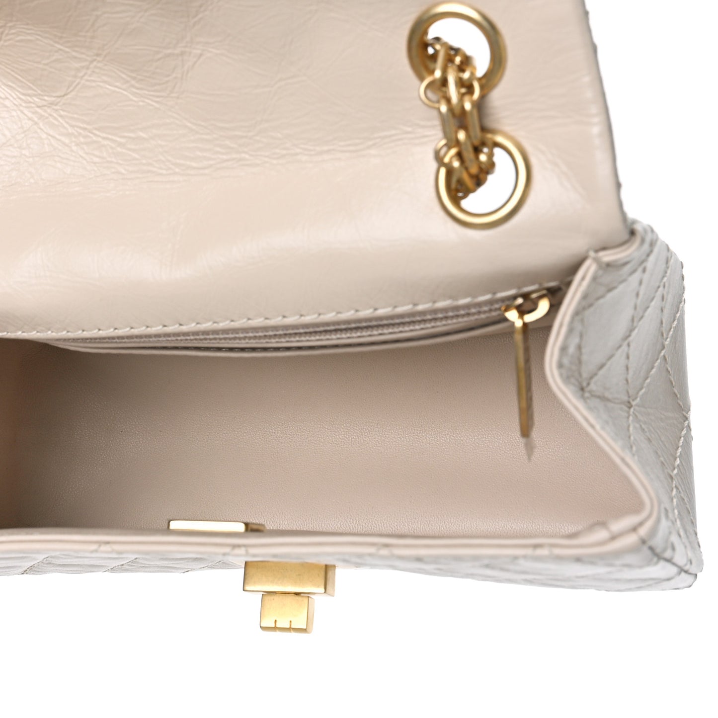 Aged Calfskin Quilted 2.55 Reissue Mini Flap Ecru