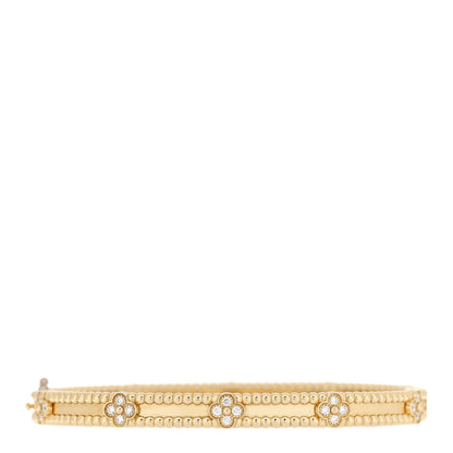 Van Cleef & Arpels 18K Yellow Gold Diamond Perlee Sweet Clovers Bracelet XL 1 of 5