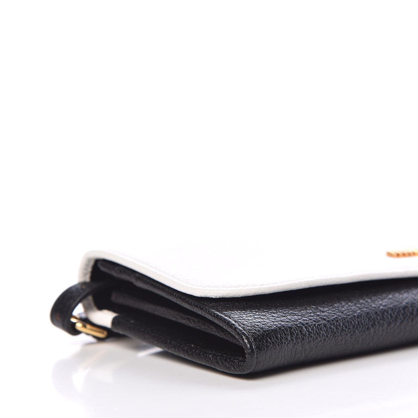 Goatskin Madras Bi-Color Wallet On Chain Black White