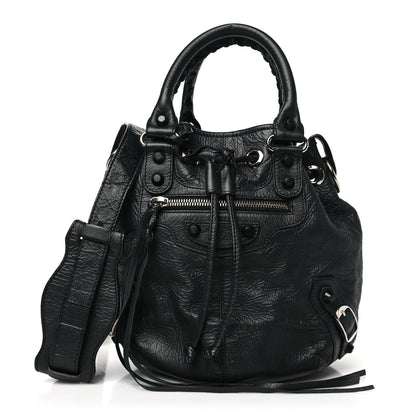 Balenciaga Matte Goatskin Rubber Covered Classic Hardware Mini Pompon Black 1 of 12