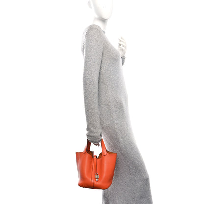 Hermes Taurillon Clemence Picotin Lock 22 MM Orange 2 of 10
