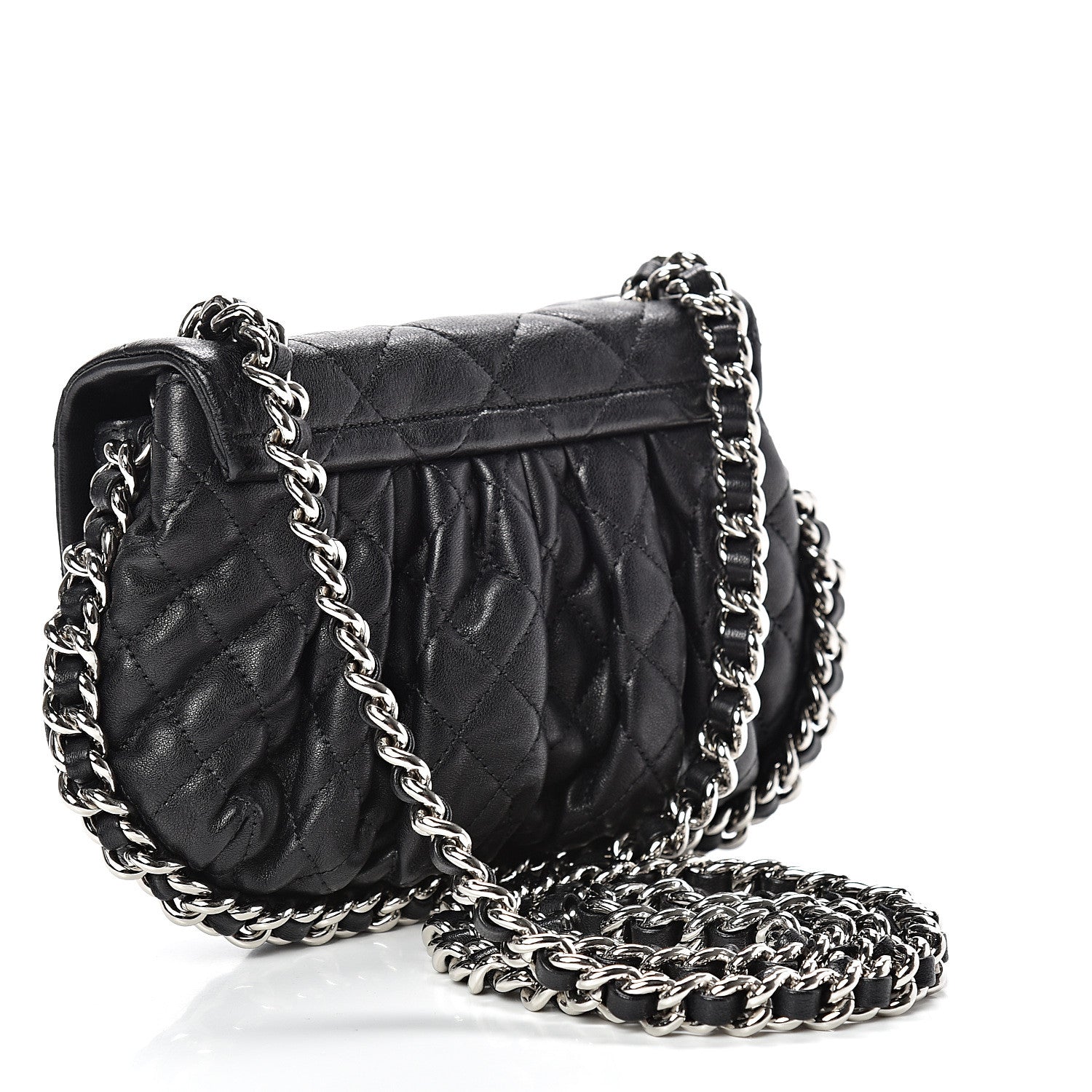 Chanel Washed Lambskin Quilted Mini Chain Around Flap Black 2 of 9