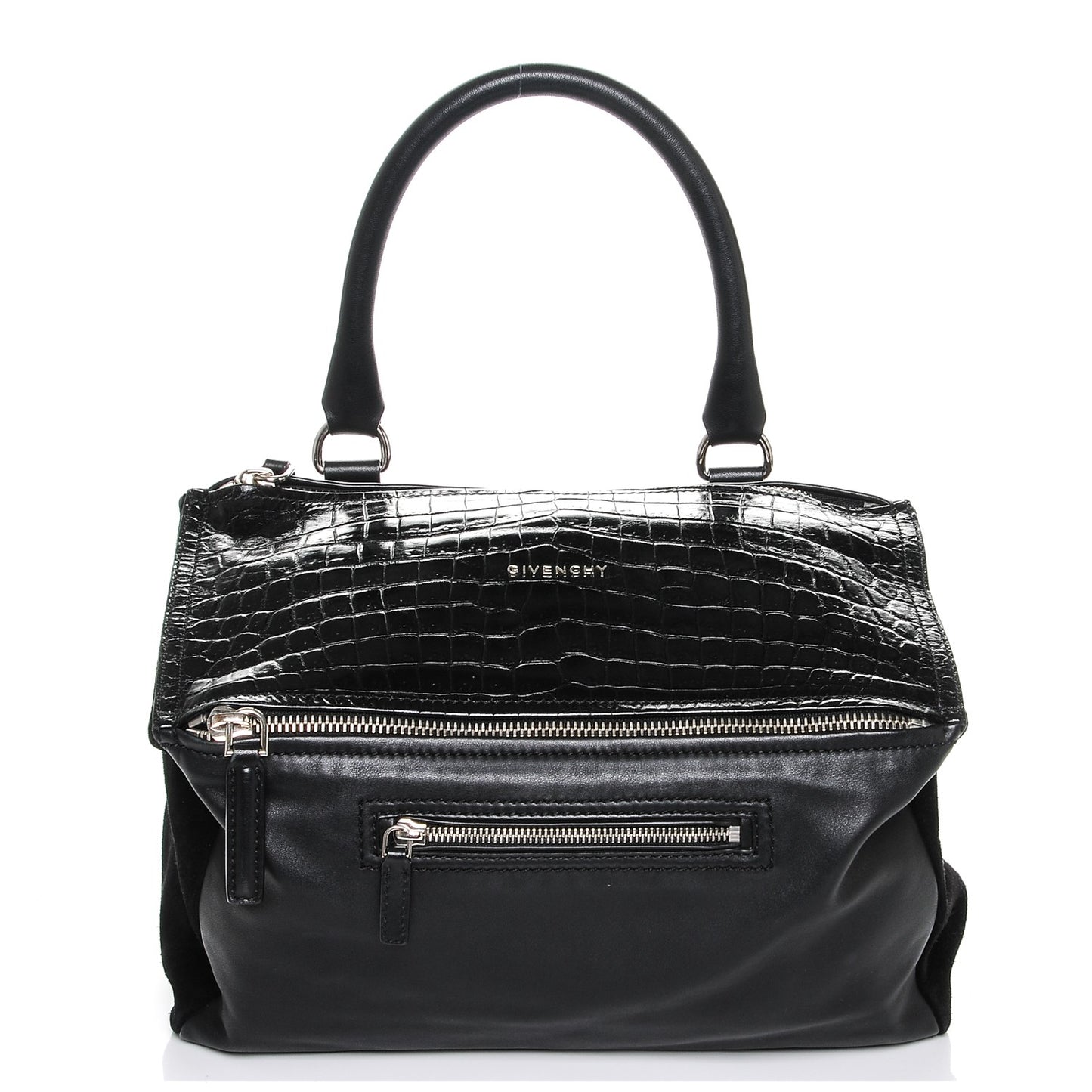 Calfskin Crocodile Embossed Medium Pandora Black