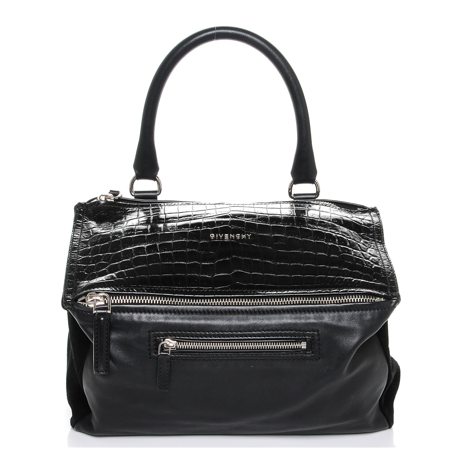Givenchy Calfskin Crocodile Embossed Medium Pandora Black 1 of 7