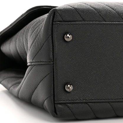 Chanel Caviar Chevron Quilted Medium Coco Handle Flap So Black 9 of 12