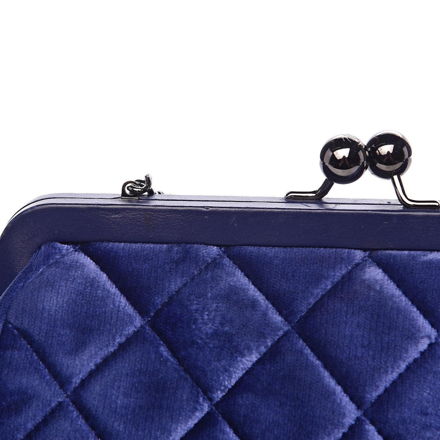 Velvet Quilted Kiss Lock Evening Bag Blue