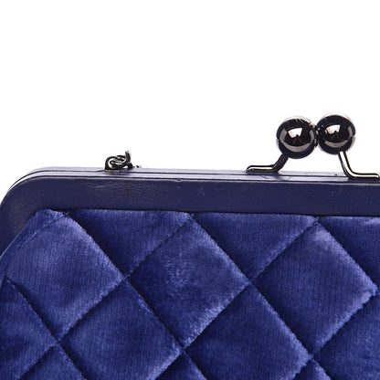 Chanel Velvet Quilted Kiss Lock Evening Bag Blue 12 of 12