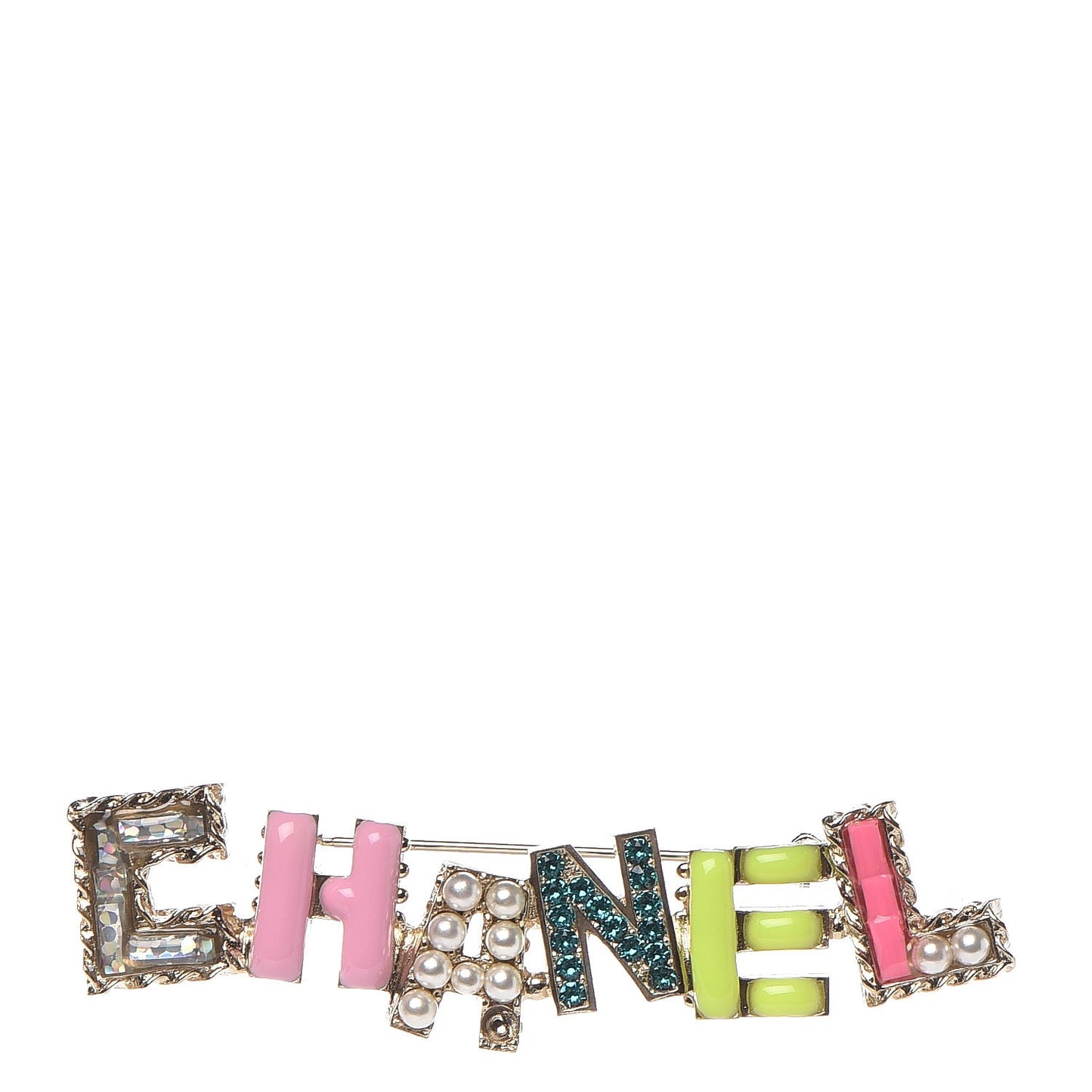Pearl Enamel Logo Brooch Multicolor