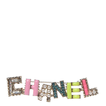 Chanel Pearl Enamel Logo Brooch Multicolor 1 of 4