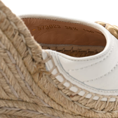 Gucci Nappa Matelasse GG Marmont Ankle Wrap Platform 35/120mm Espadrille Wedges 38.5 Great White 10 of 10