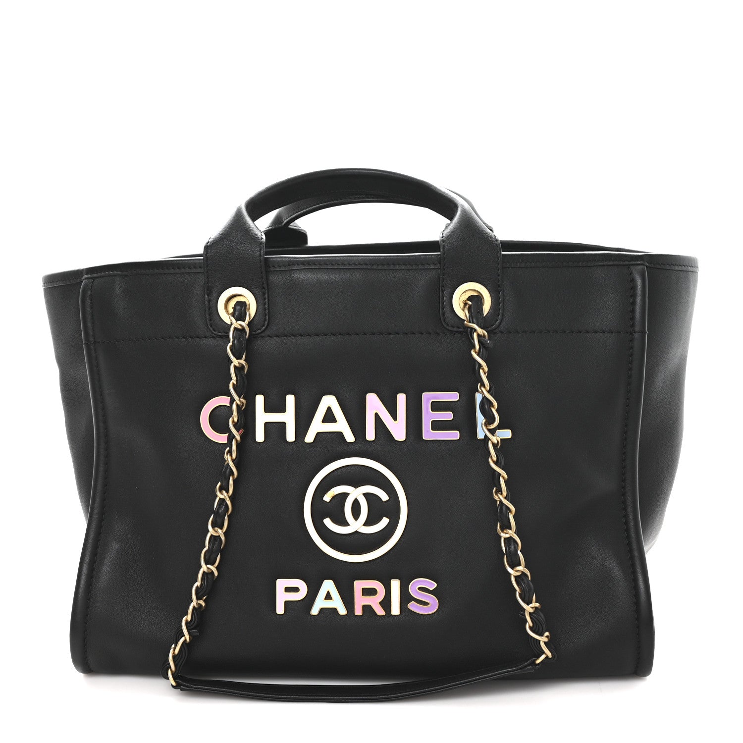 Chanel Calfskin Medium Deauville Tote Black Multicolor 1 of 11