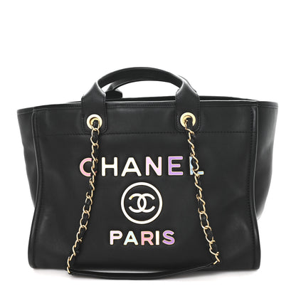 Chanel Calfskin Medium Deauville Tote Black Multicolor 1 of 11