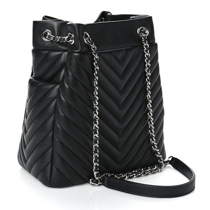 Chanel Lambskin Chevron Small Urban Spirit Drawstring Bag Black 3 of 8