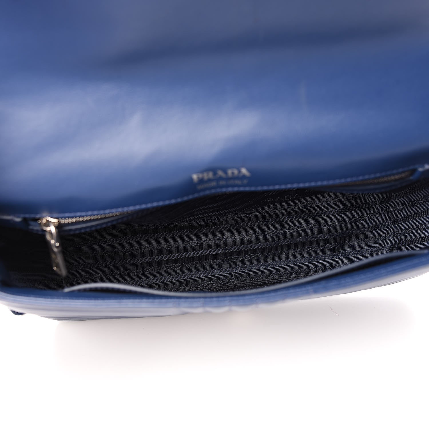 Prada Soft Calfskin Impunture Diagramme Large Chain Flap Shoulder Bag Bluette 5 of 10