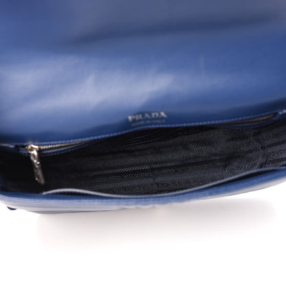 Prada Soft Calfskin Impunture Diagramme Large Chain Flap Shoulder Bag Bluette 5 of 10