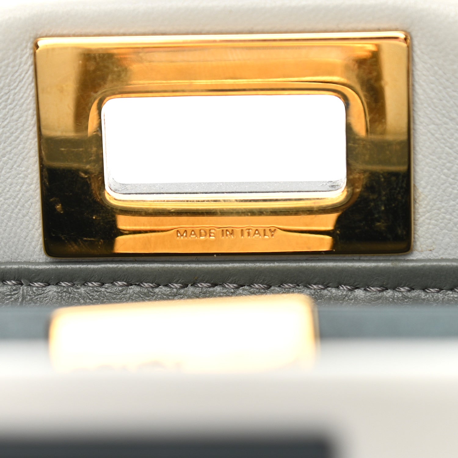 Fendi Nappa Colorblock Mini Peekaboo Iconic Satchel Grigio Perla Peonia Alga 8 of 11