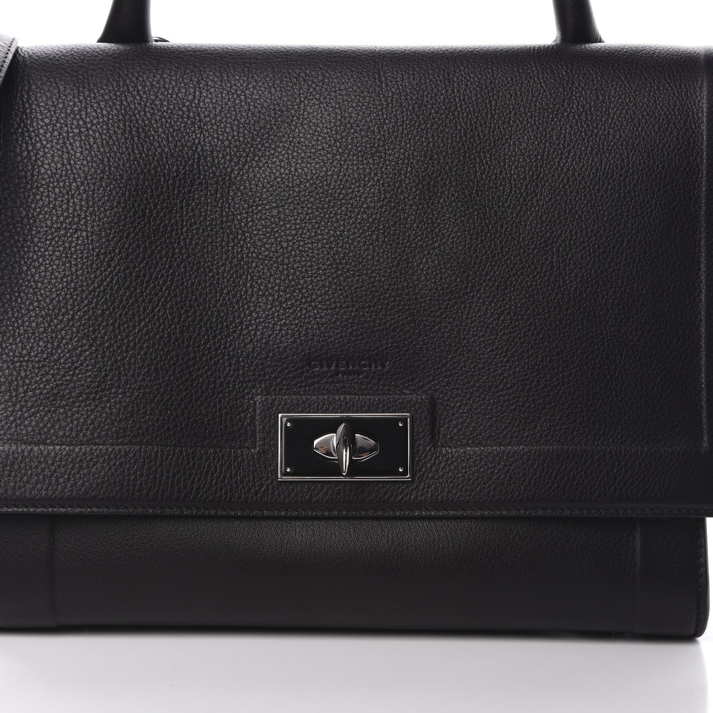 Grained Calfskin Small Shark Lock Satchel Black