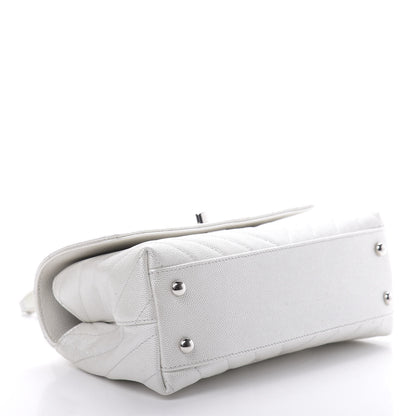 Chanel Iridescent Caviar Chevron Quilted Mini Coco Handle Flap White 4 of 13