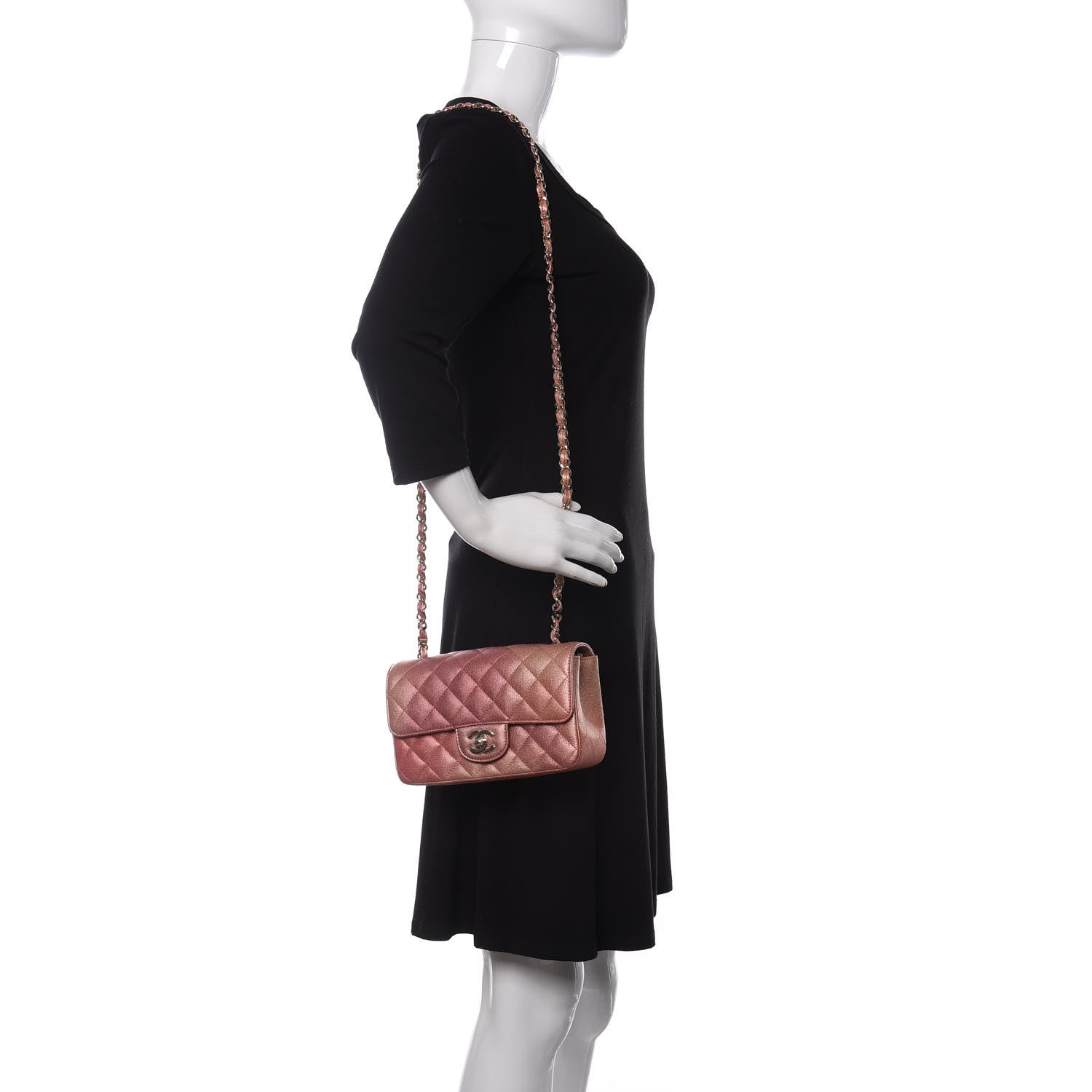 Chanel Metallic Lambskin Quilted Ombre Mini Rectangular Flap Pink 2 of 10