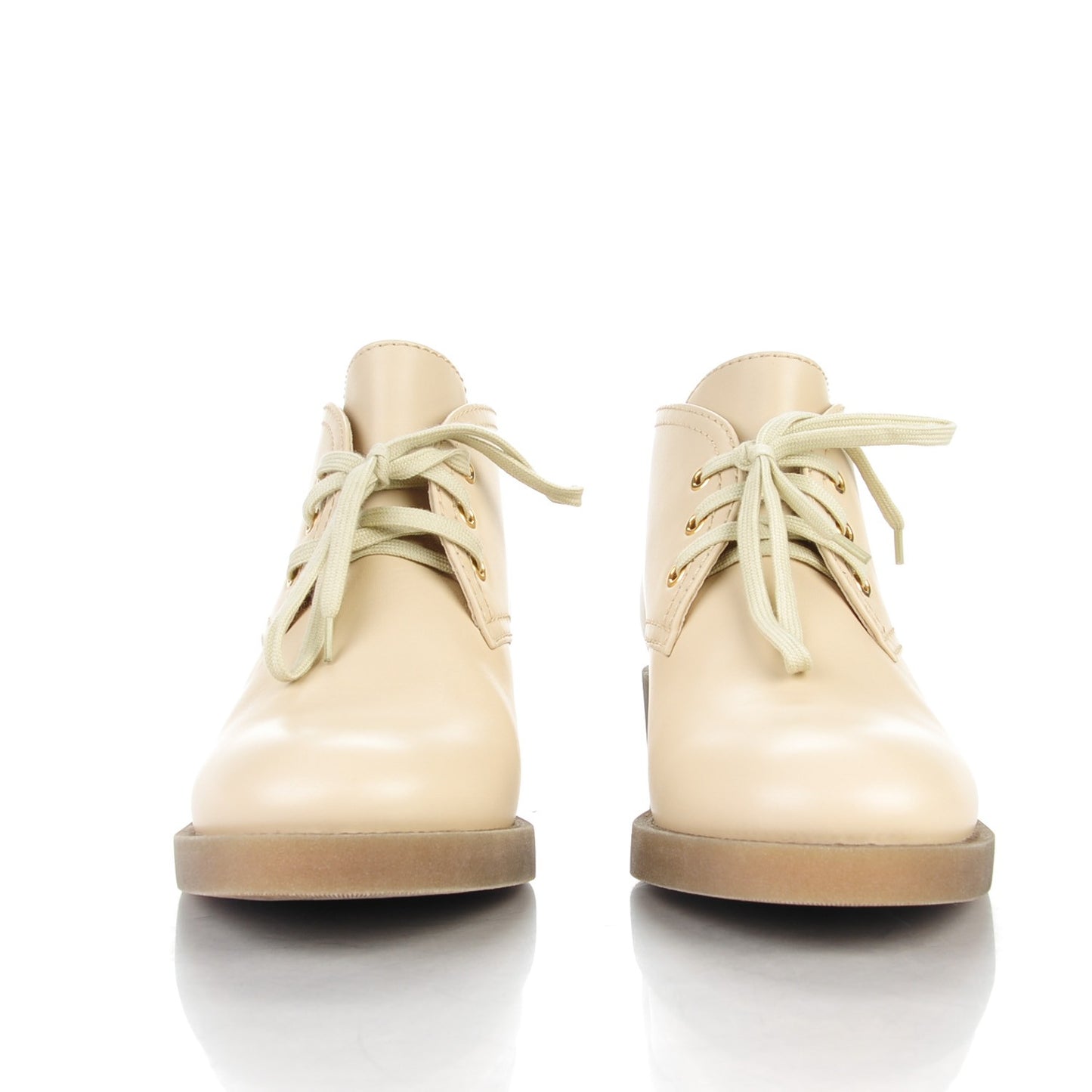 Calfskin Lace Up CC Boots 40.5 Beige