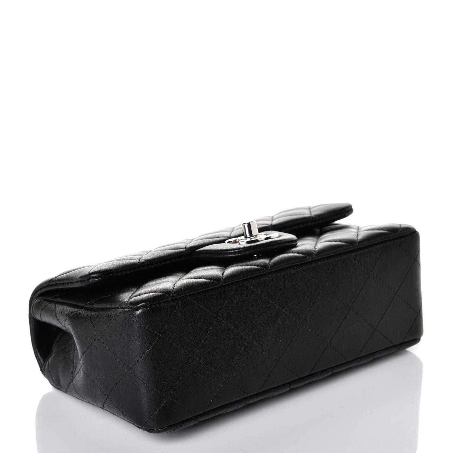 Lambskin Quilted Mini Rectangular Flap Black