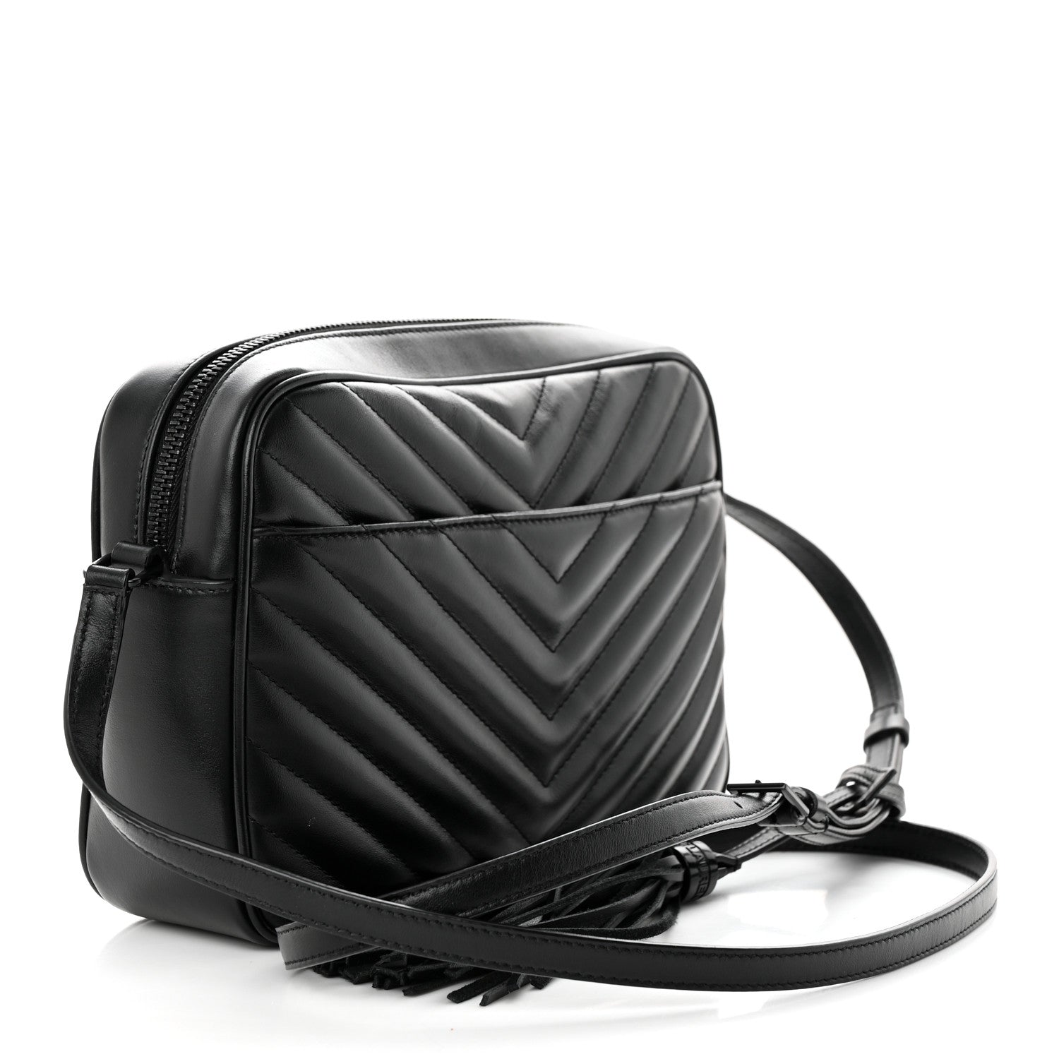 Saint Laurent Calfskin Matelasse Monogram Monochrome Lou Camera Bag Black 3 of 11