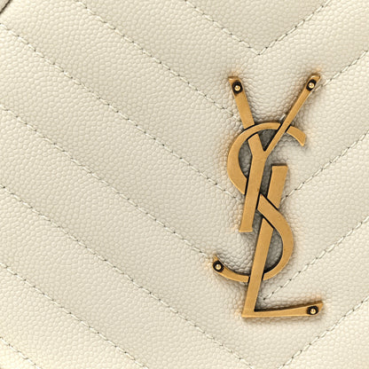 Saint Laurent Grain De Poudre Matelasse Chevron Quilted Round Vinyle Camera Bag Blanc Vintage 7 of 11