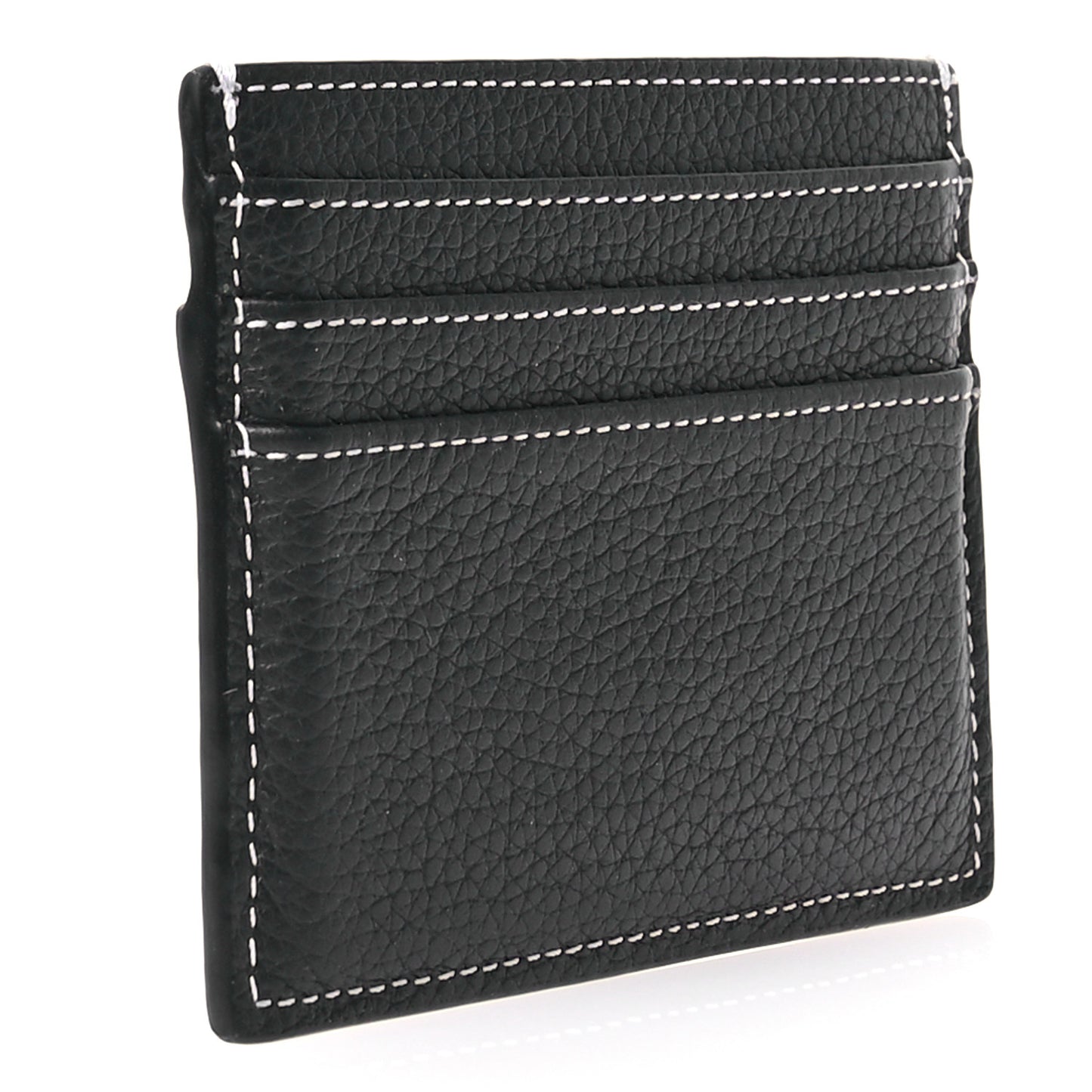 Grained Calfskin Saddle Card Holder Black