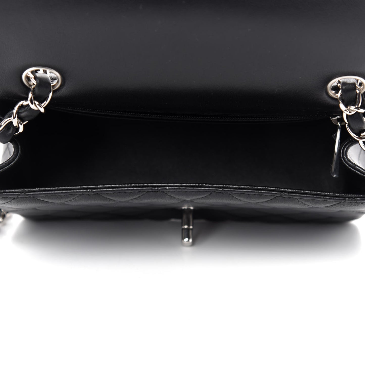 Lambskin Quilted Mini Rectangular Flap Black
