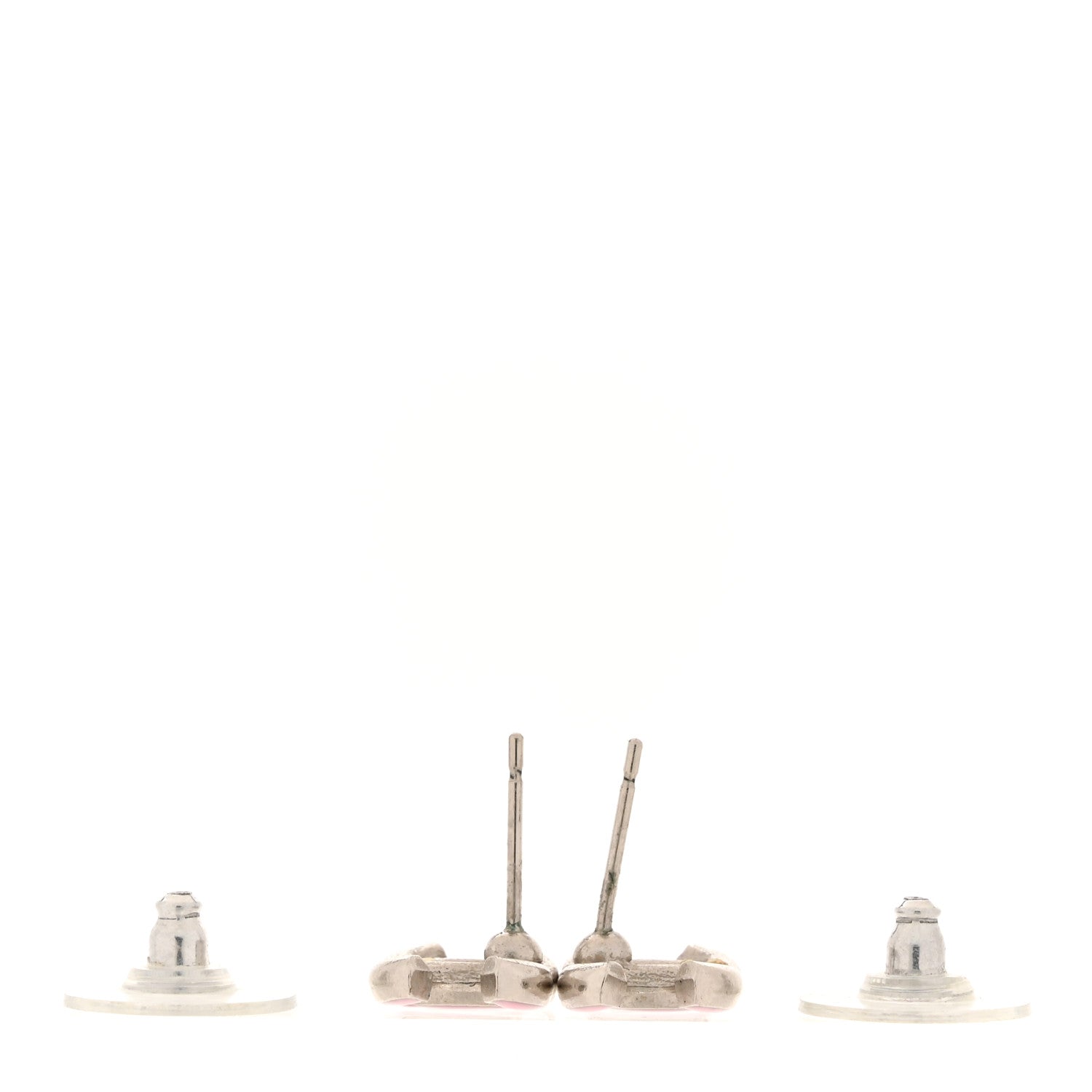 Chanel Enamel CC Earrings Pink Silver 3 of 6