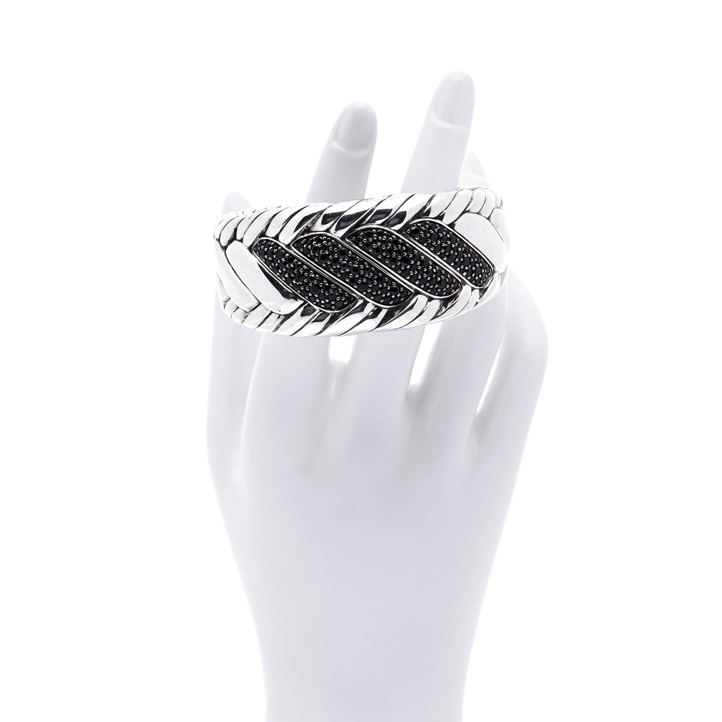 Sterling Silver Black Sapphire Braided Cuff Bracelet