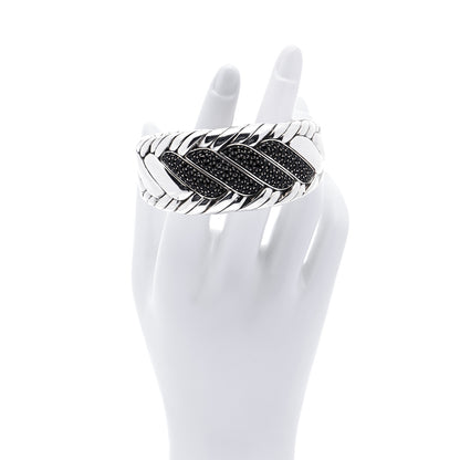 John Hardy Sterling Silver Black Sapphire Braided Cuff Bracelet 2 of 6