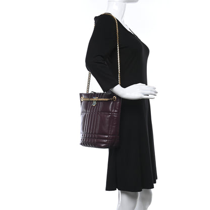 Burberry Lambskin Quilted Small Lola Bucket Bag Deep Maroon 2 of 9