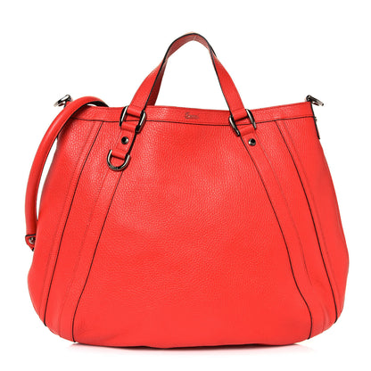 Gucci Pebbled Calfskin Medium Abbey Convertible Tote Red 1 of 14