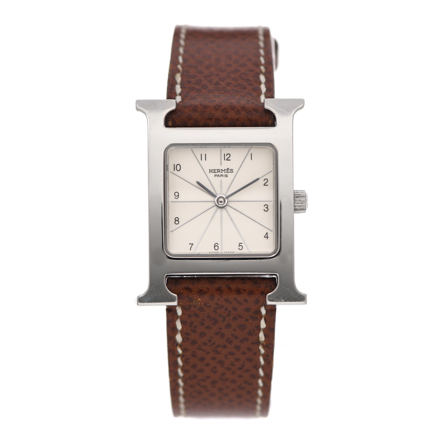 Hermes Stainless Steel Epsom 21mm Heure H Hour Quartz Watch Brique 2 of 10
