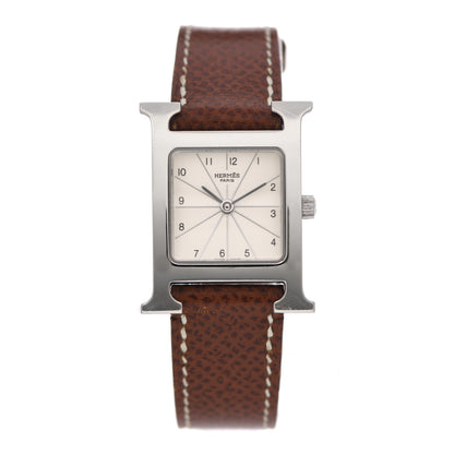 Hermes Stainless Steel Epsom 21mm Heure H Hour Quartz Watch Brique 2 of 10