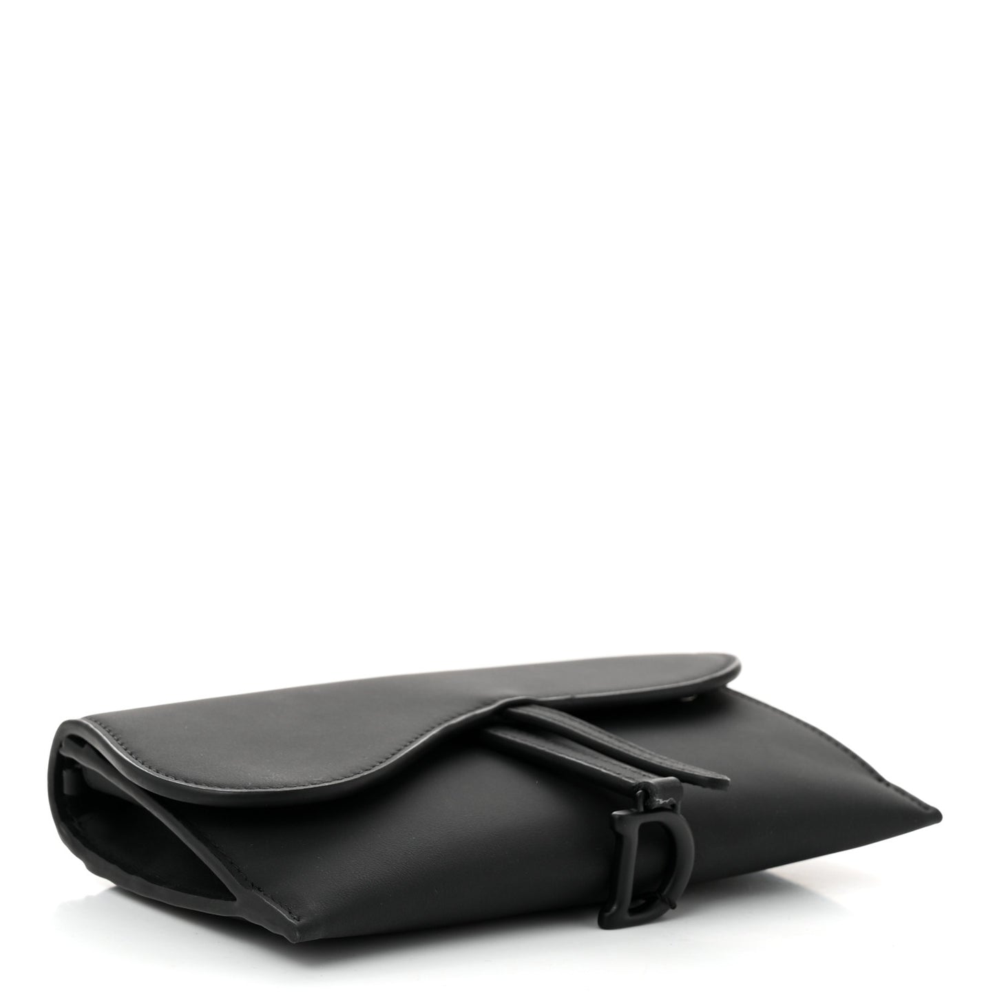 DIOR Ultra Matte Calfskin Saddle Chain Wallet Pouch Black