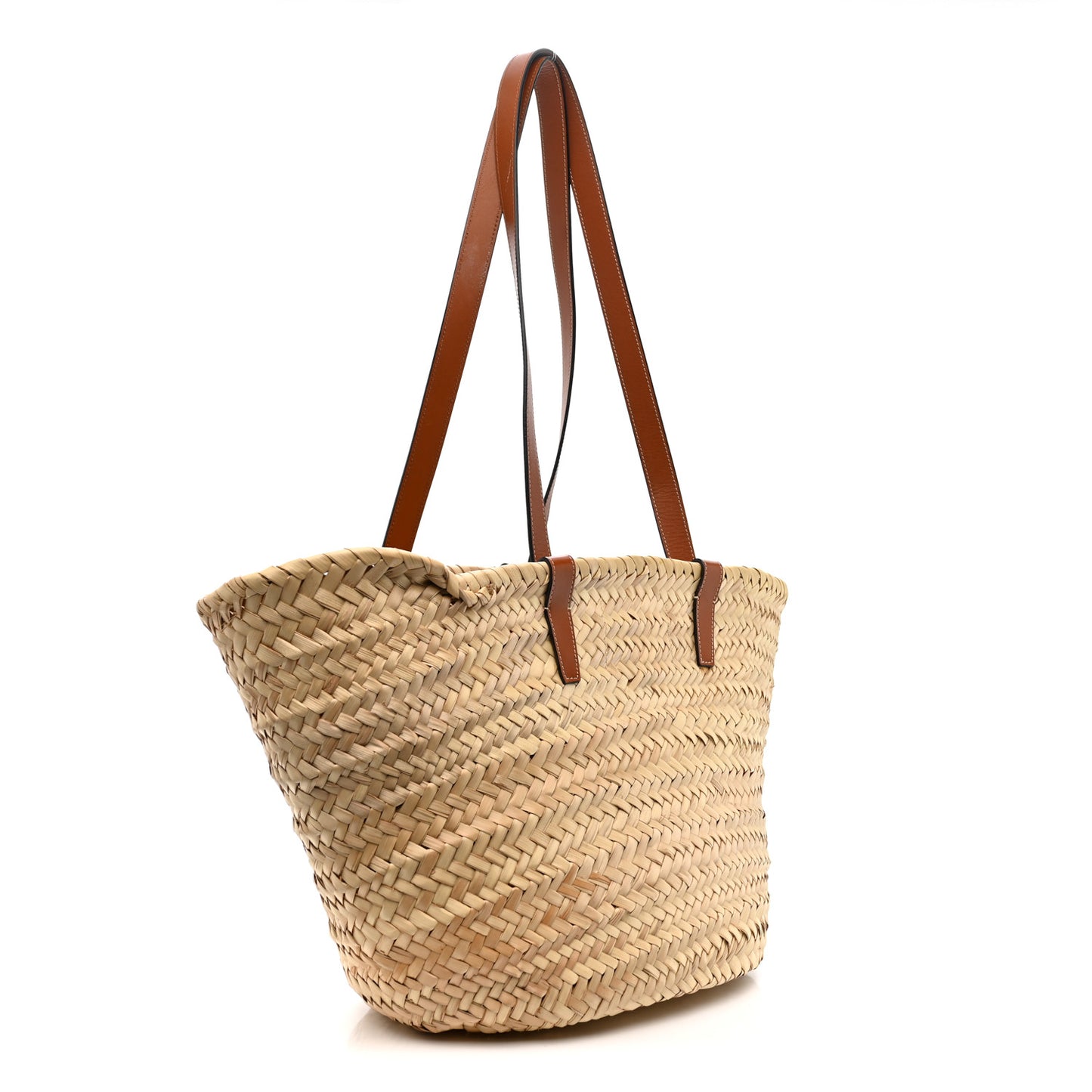 Raffia Calfskin Triomphe Medium Panier Tan