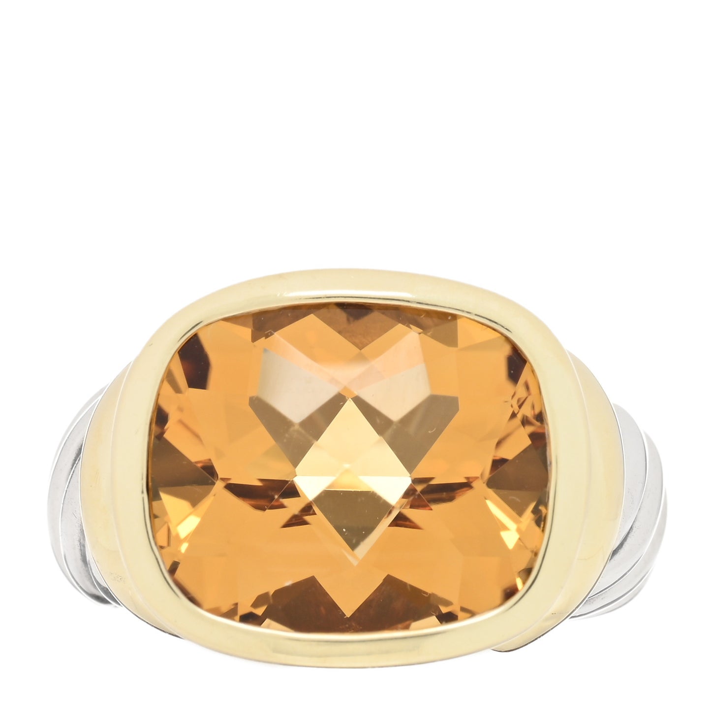 Sterling Silver 14K Yellow Gold Citrine 14mm Noblesse Ring 54 6.75