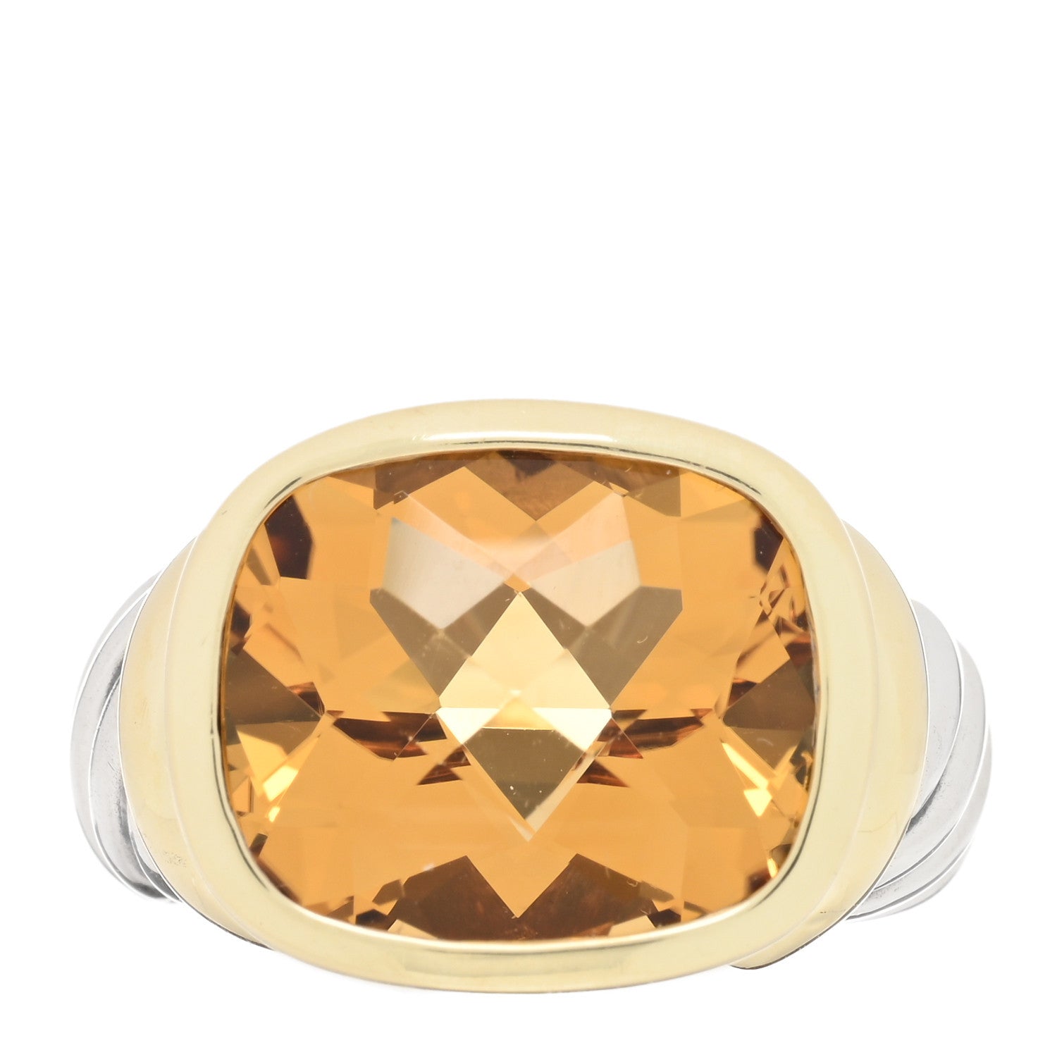 David Yurman Sterling Silver 14K Yellow Gold Citrine 14mm Noblesse Ring 54 6.75 1 of 4