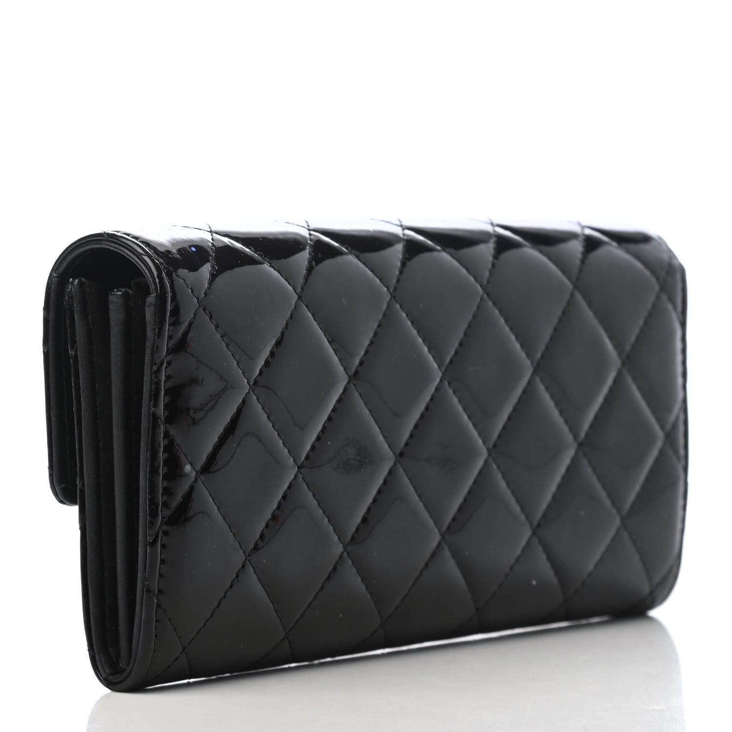 Chanel Patent Quilted Large Brilliant Flap Wallet Black 3 of 7
