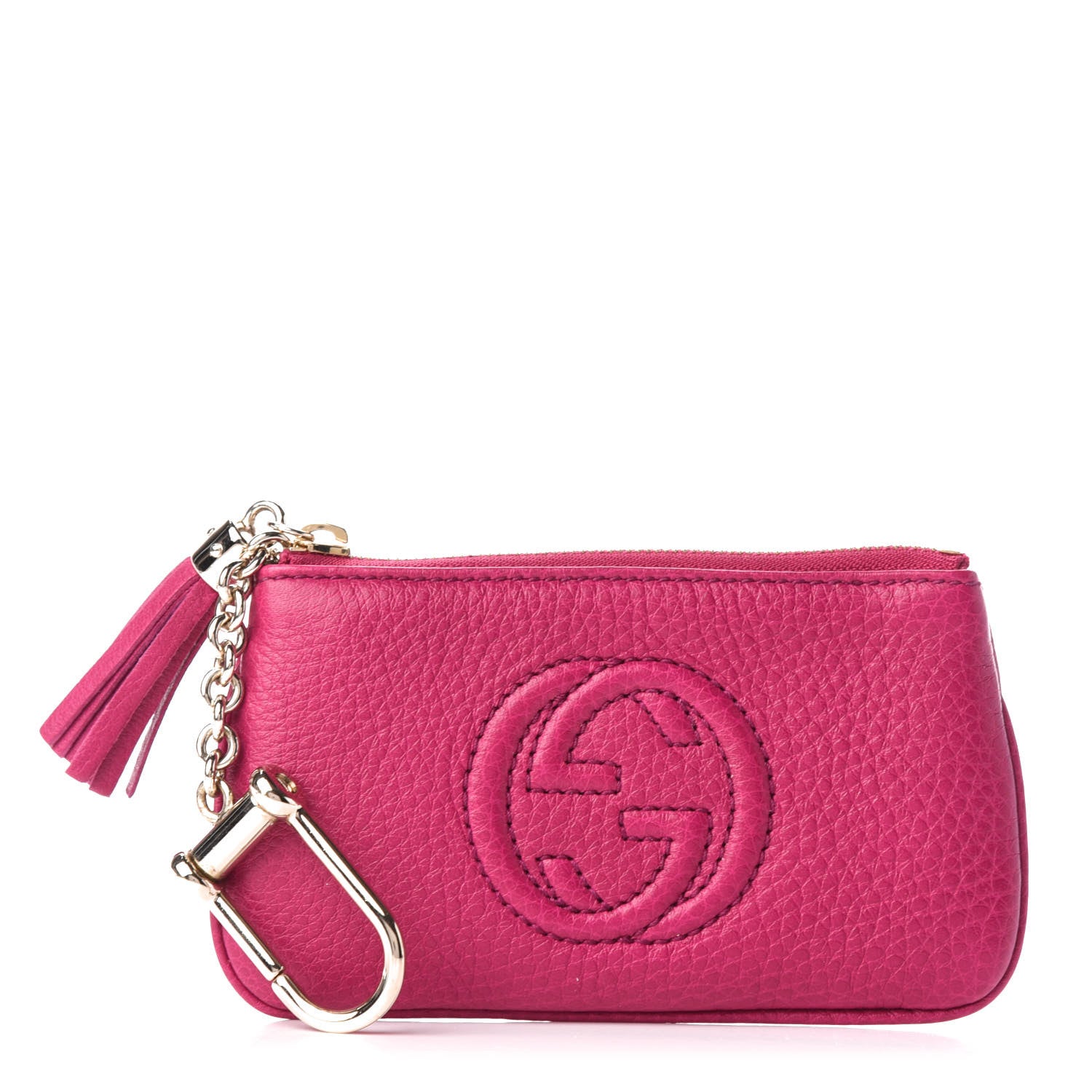 Gucci Pebbled Calfskin Soho Key Case Bright Bougainvillea 1 of 7