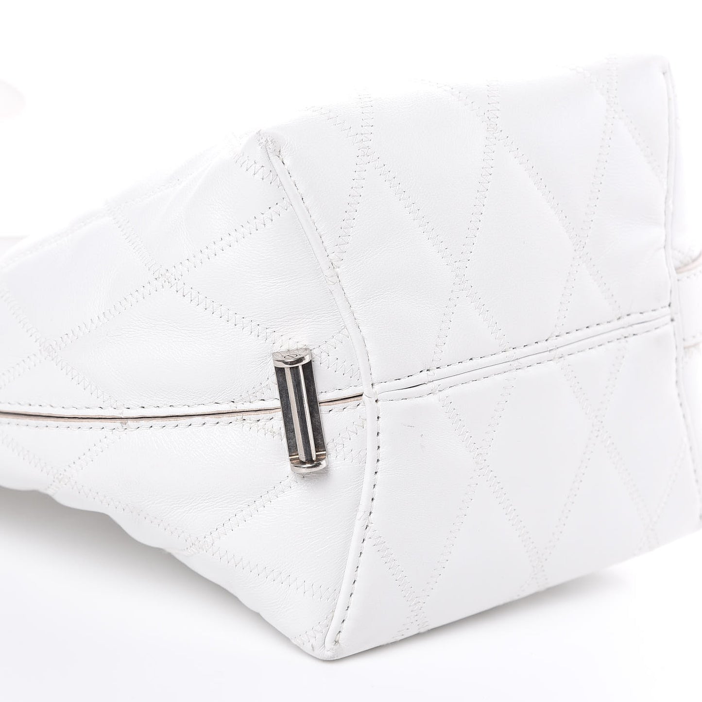Lambskin Quilted Mini GV Bucket Bag White