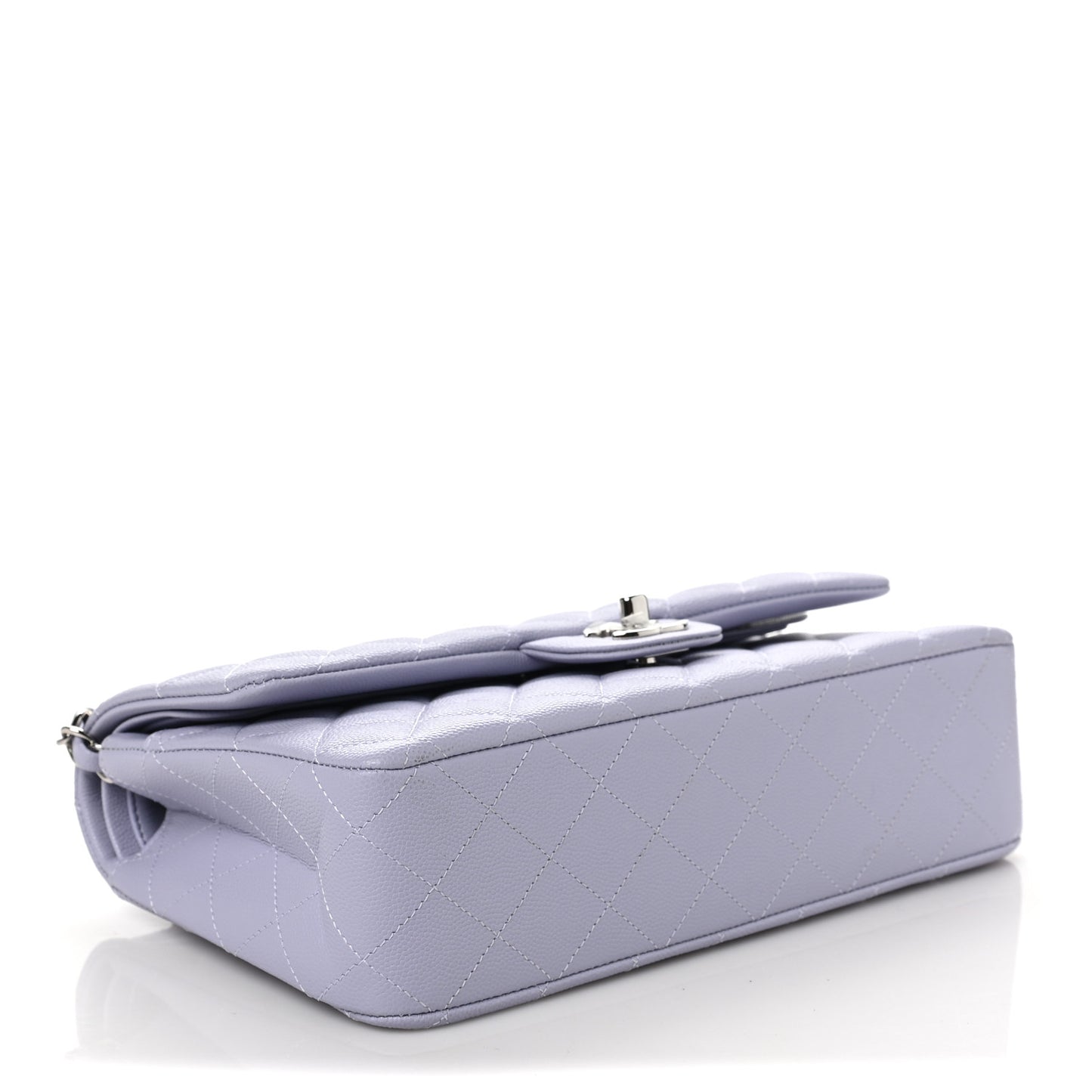 Caviar Quilted Medium Double Flap Light Purple