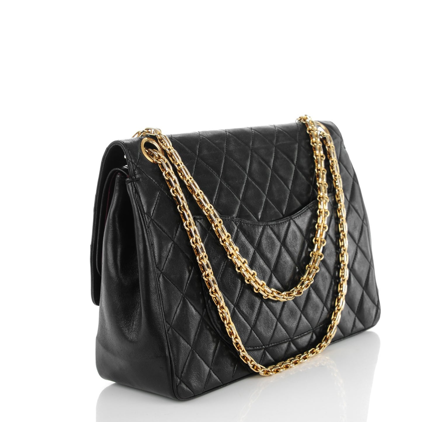 Lambskin Quilted Medium Double Flap Bijoux Chain Black
